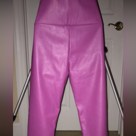 Purple Women's Faux Leather Pants, XS - Picture 4 of 8
